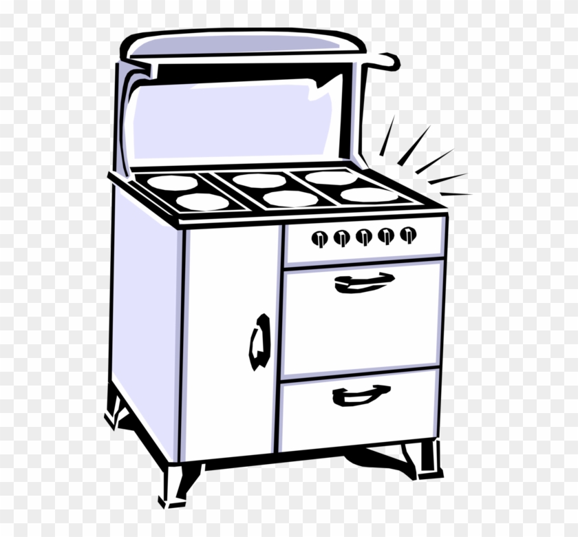 Vector Illustration Of Kitchen Antique Appliance Stove, - Stove Clip Art #1346724