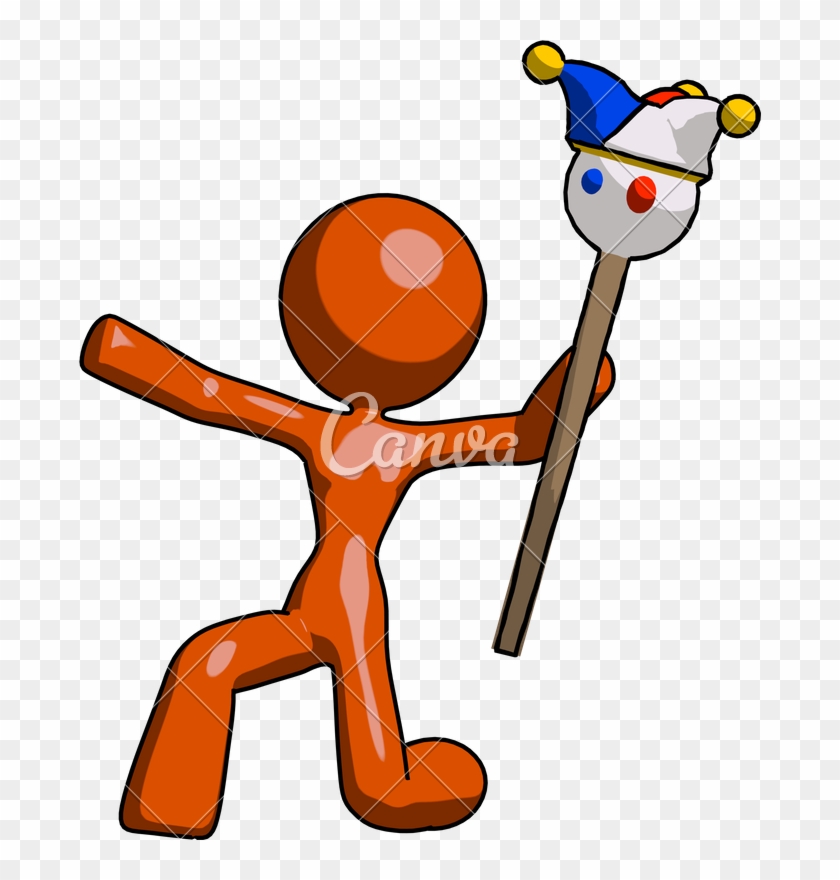 Mascot Holding Jester Staff - Jester #1346917