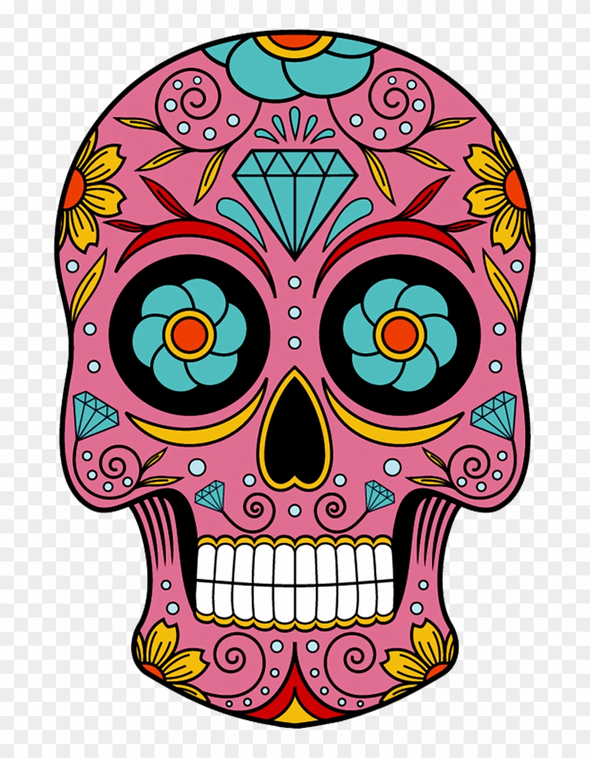 Caveira Mexicana Em Png Quero Imagem Sugar - Sugar Skull Round Ornament #1347664