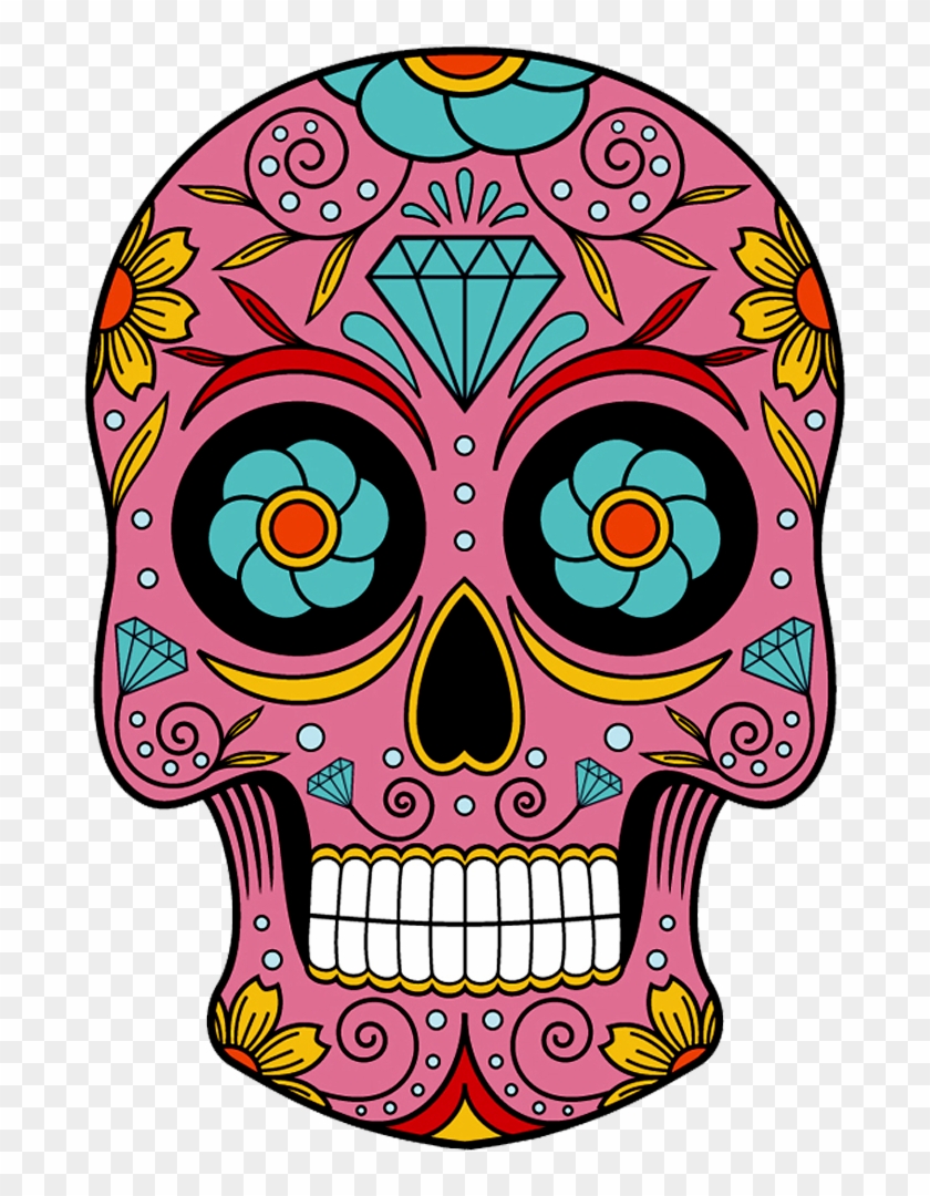 Caveira Mexicana Em Png Quero Imagem Sugar - Sugar Skull Round Ornament #1347664