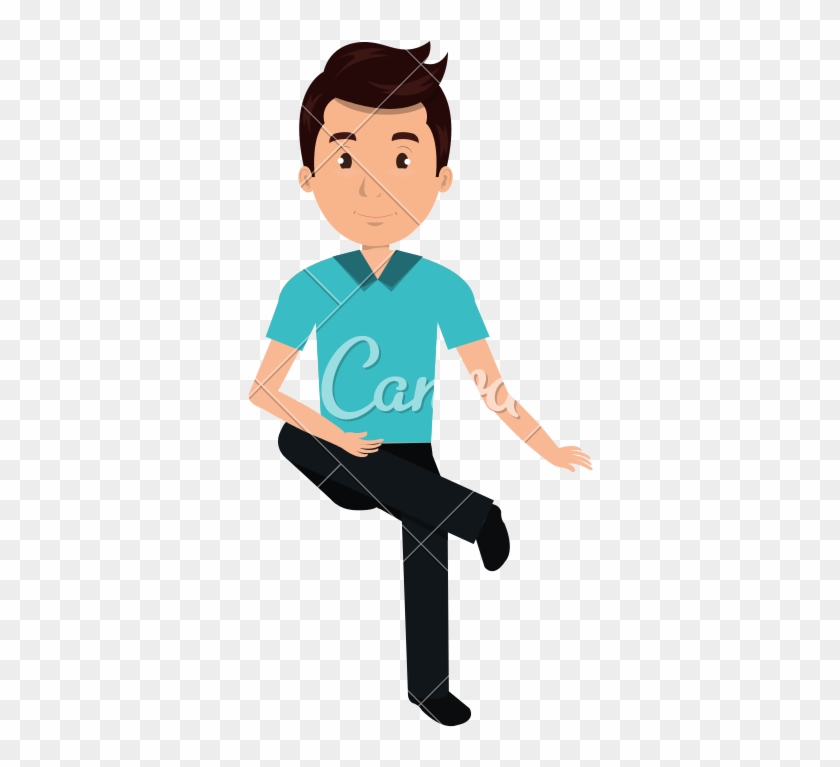 Young Man Sitting Character - Man Sitting On Sofa Vector #1347722