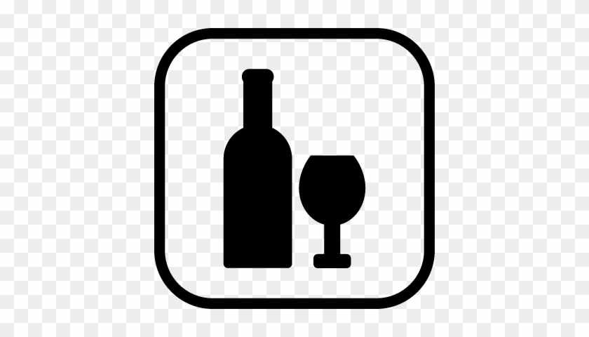 Wine Bottle And Glass Sign Vector - Bottle And Glass Sign #1347820