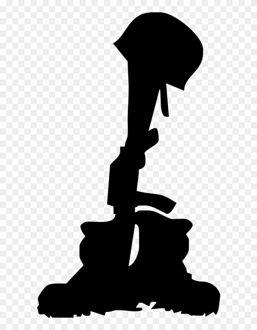 Military Boots With Rifle - Gun And Helmet Silhouette #1347838