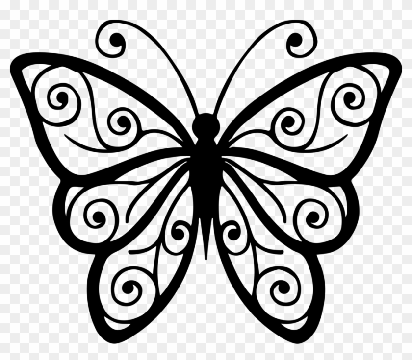Butterfly Insect Line Art Drawing Black And White - Butterfly Line Art Png #1347955