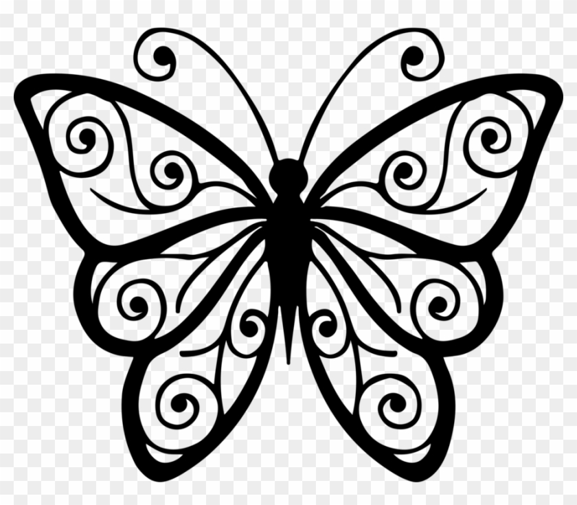 Butterfly Insect Line Art Drawing Black And White - Butterfly Line Art Png #1347955