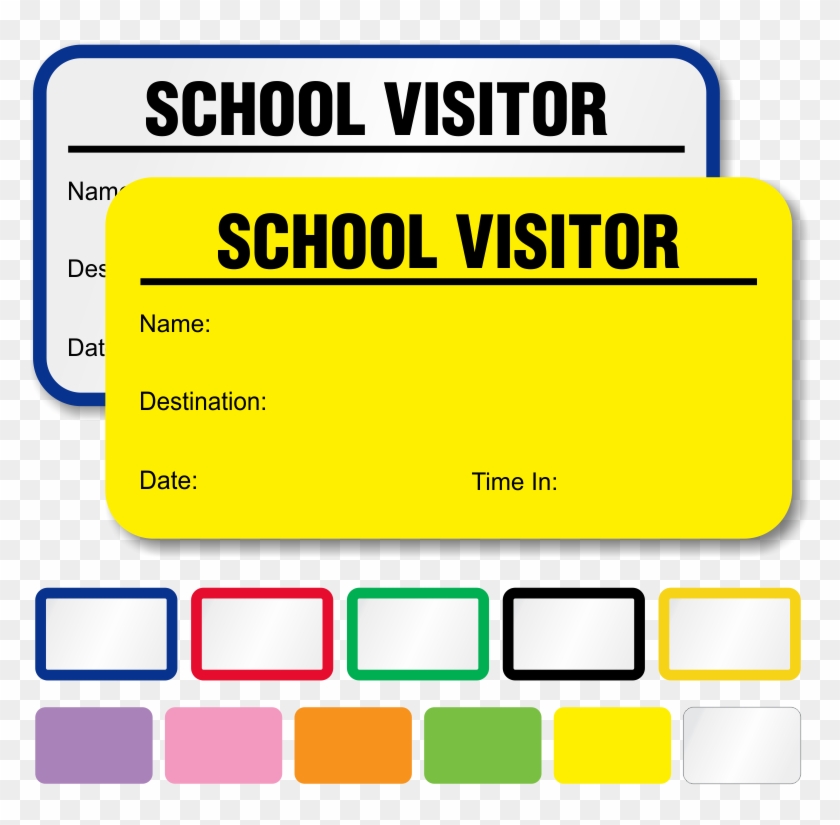 Visitor Template For School Clipart School Label Sticker - School Visitor Badge Template #1348007