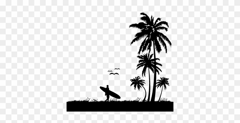 Palm Tree Silhouette Free Clipart Images - Beach Silhouette Png #1348031