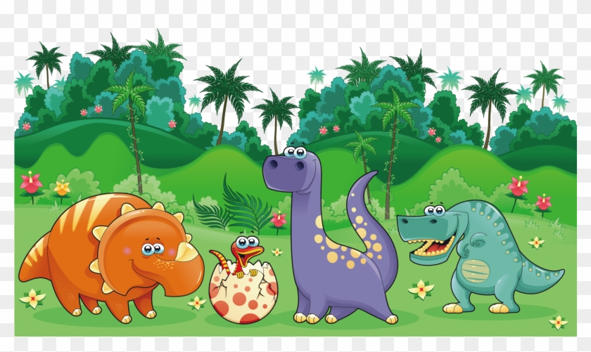 Clipart Dinosaur Landscape - Dinosaurios Animados Con Paisaje #1348168