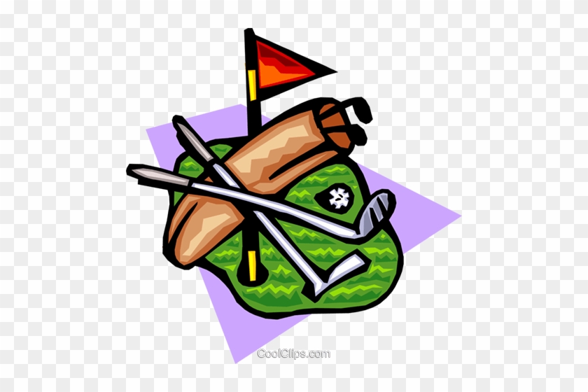 Golf Bag With Clubs And Putting Surface Royalty Free - Golf Clip Art #1348251