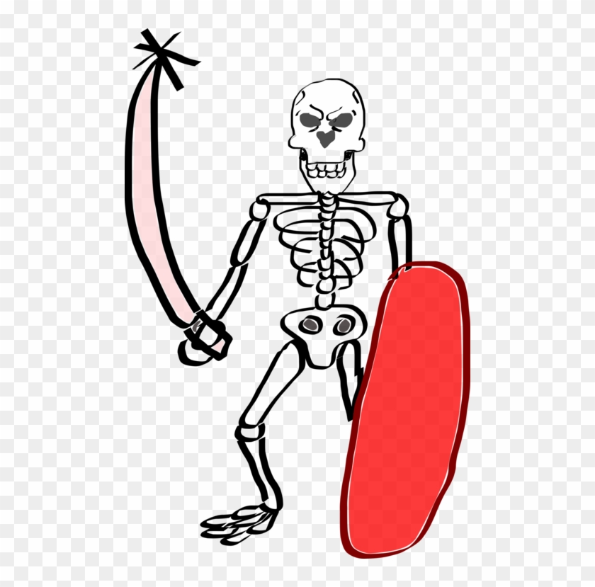 Human Skeleton Skull Bone Joint - Draw A Skeleton Holding A Sword #1348285