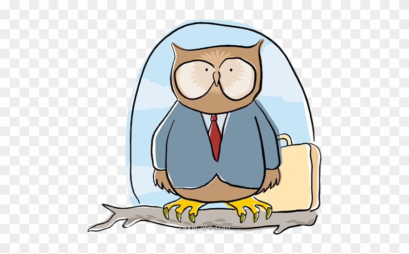 Business Wise Owl Sitting On A Branch Royalty Free - Physical Quantity #1348399