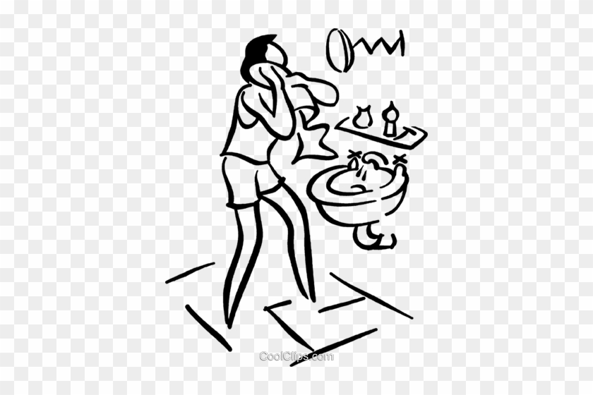 Woman Drying Her Hair Royalty Free Vector Clip Art - Abtrocknen Clipart #1348448