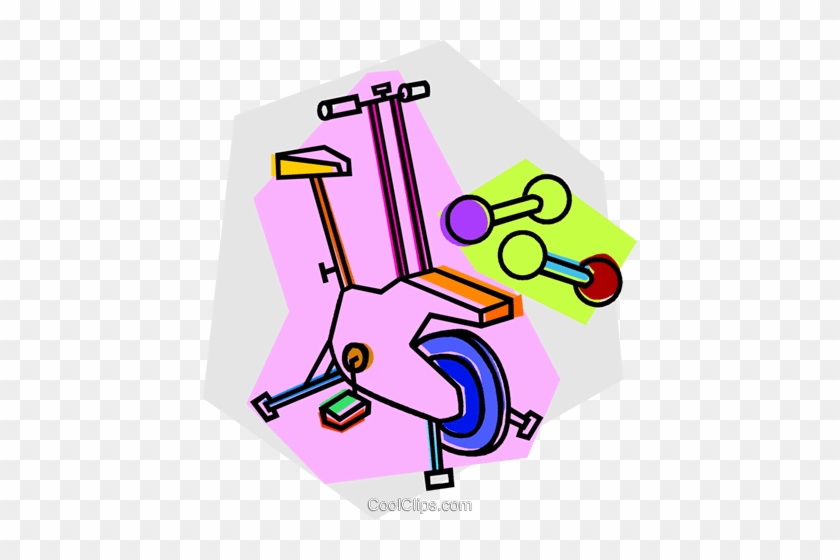 Stationary Bike And Weights Royalty Free Vector Clip - Sports Equipment #1348908