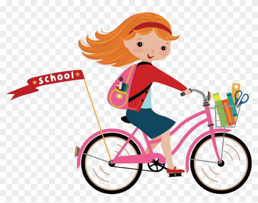 Picture Transparent Download Bicycle Clip Art Little - Cartoon Girl On Bike #1348917