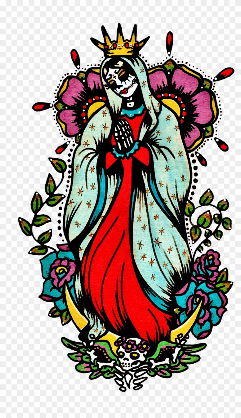 Day Of The Dead Art Virgin Mary Tattoo - Virgin Mary Day Of The Dead #1348982