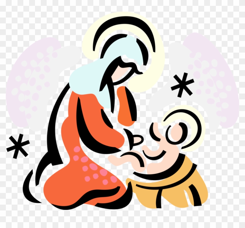 Vector Illustration Of Christianity Madonna Mary Mother - Gift Of Christmas Greeting Cards #1348988