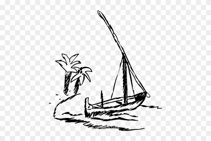 Sailboat Beached On A Tropical Island Royalty Free - Illustration #1349066