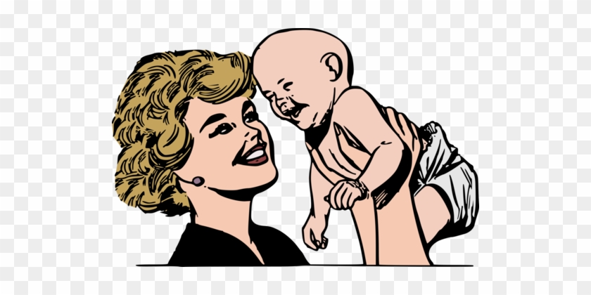 Infant Mother Child Woman Drawing - Mom Holding Baby Clipart #1349078