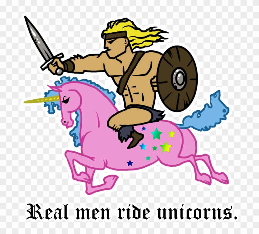 Mug Clipart T-shirt Panties - Man Riding Unicorn Cartoon #1349104