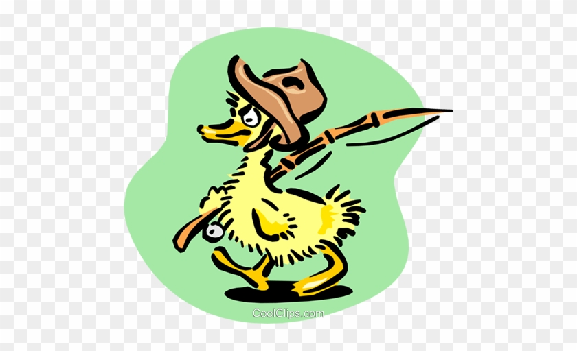 Baby Duck Going Fishing Royalty Free Vector Clip Art - Free Clip Art Animals Ducks #1349203