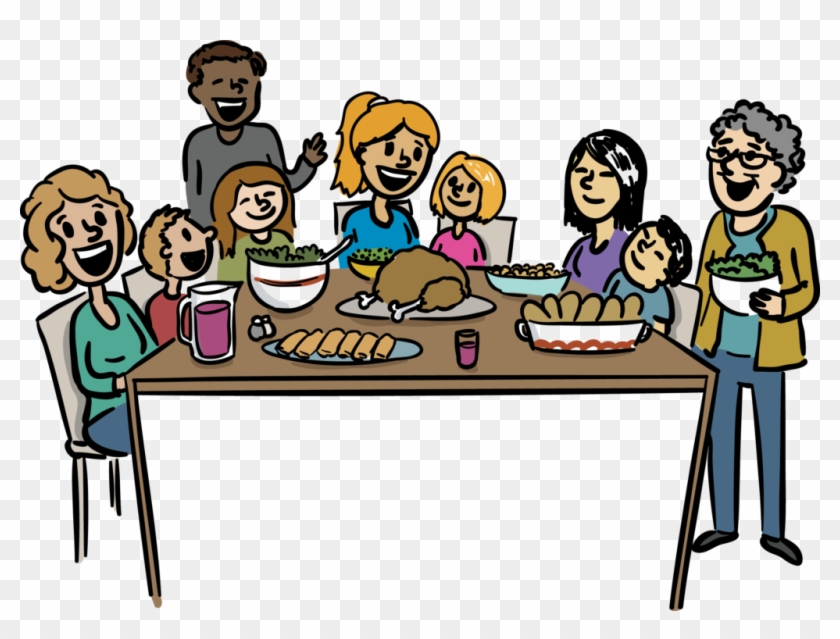 Large Size Of Thanksgiving - Big Family Dinner Cartoon #1349272