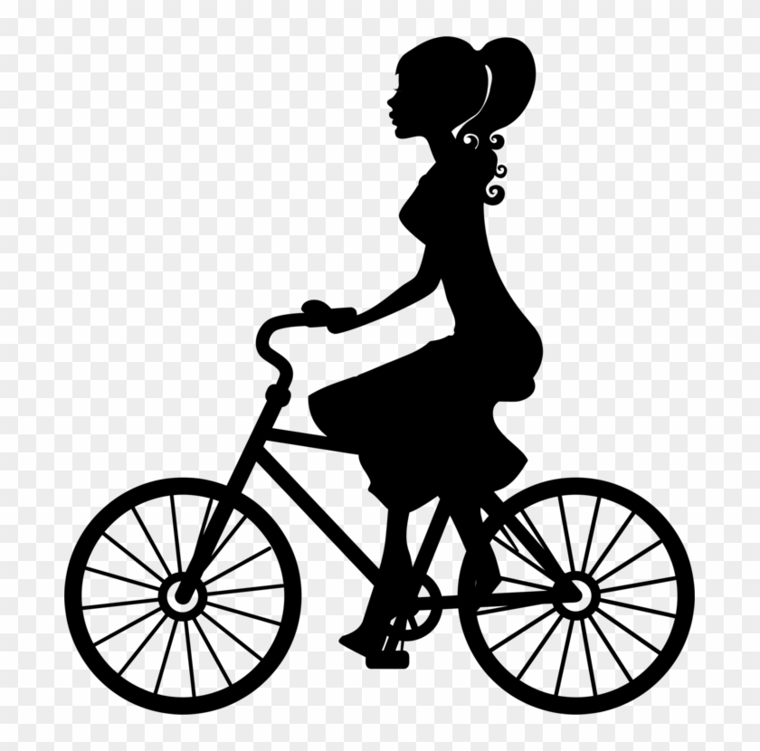 Bicycle Wheels Cycling Penny-farthing Silhouette - Woman On Bike Silhouette #1349410