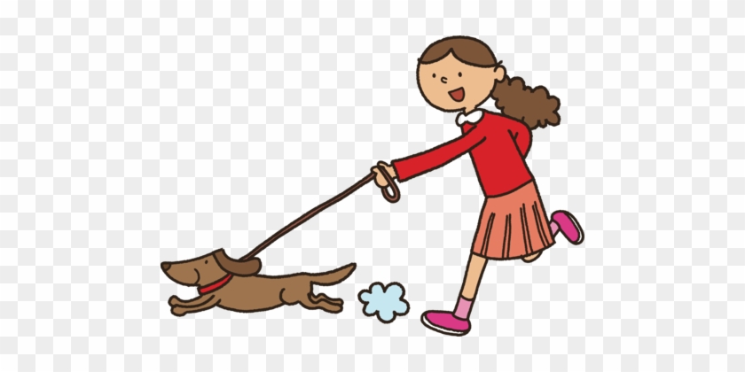 Puppy Dog Child Cartoon Walking - Walking Dog Clip Art #1349846