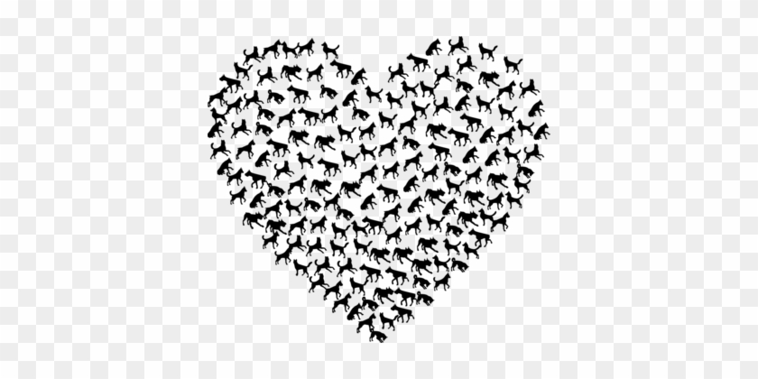 Cat Heart Dobermann Animal Pet - Drawing Of White And Black Hearts #1349853