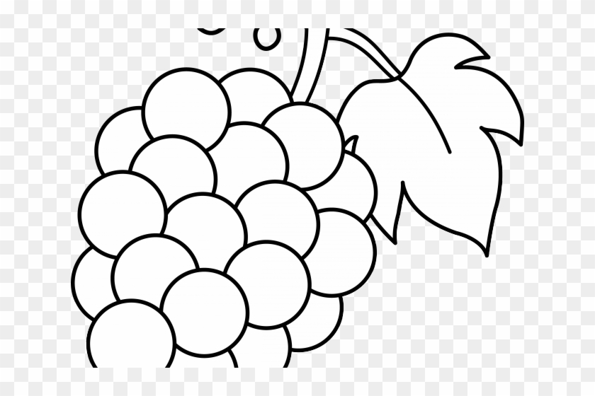 Fruit Clipart Drawing - Grapes Black And White #1350316