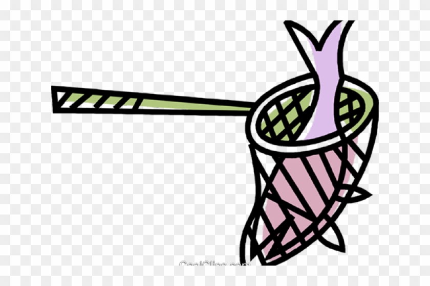 Fishing Pole Clipart Fishin - Fish In A Net Cartoon #1350446
