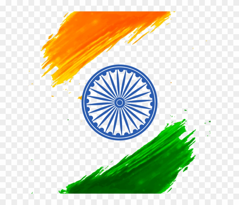 Abstract Flag Of India Independence Day With Ashoka - All Logo Of India #1350514