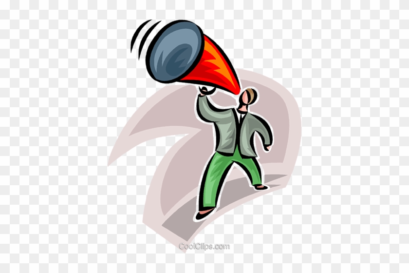 Businessman Using A Megaphone Royalty Free Vector Clip - Cartoon #1350681