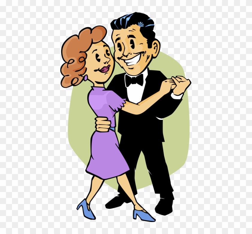 Vector Illustration Of Romantic Dancing Couple In Ballroom - Clipart Ballroom Dancing Cartoon #1350884