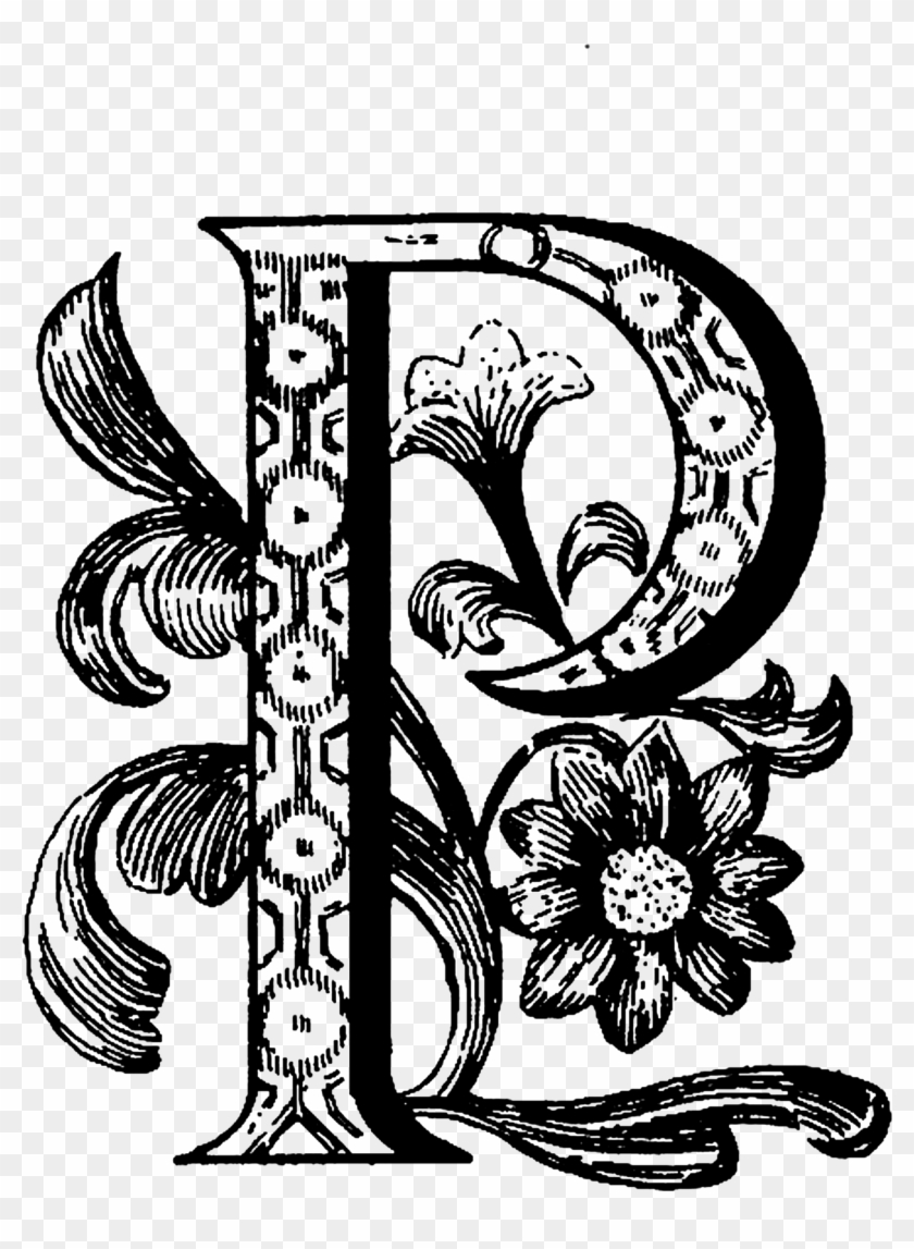 2499 Monogram P Free Vintage Clip Art - Initialen Mittelalter Vorlagen #1351308