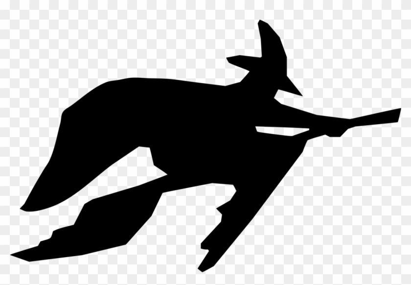 Silhouette Witchcraft Magician Cartoon Dog - Witch Cartoon Silhouette #1351633