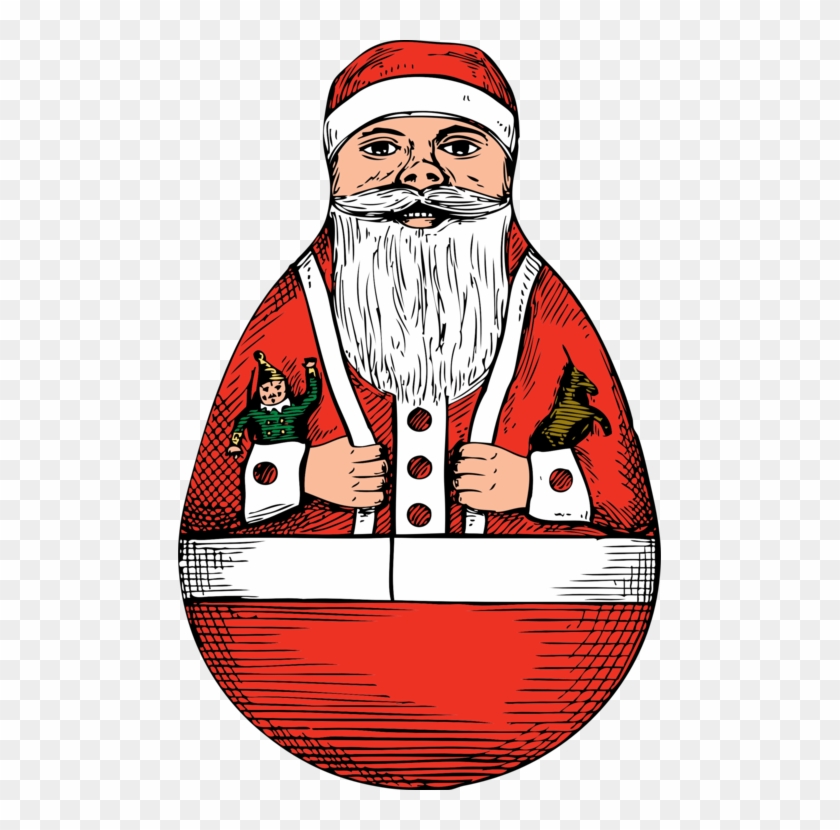 Santa Claus T-shirt Sleeve Crew Neck Christmas Day - Christmas Rolly Poley Santa Card #1351711