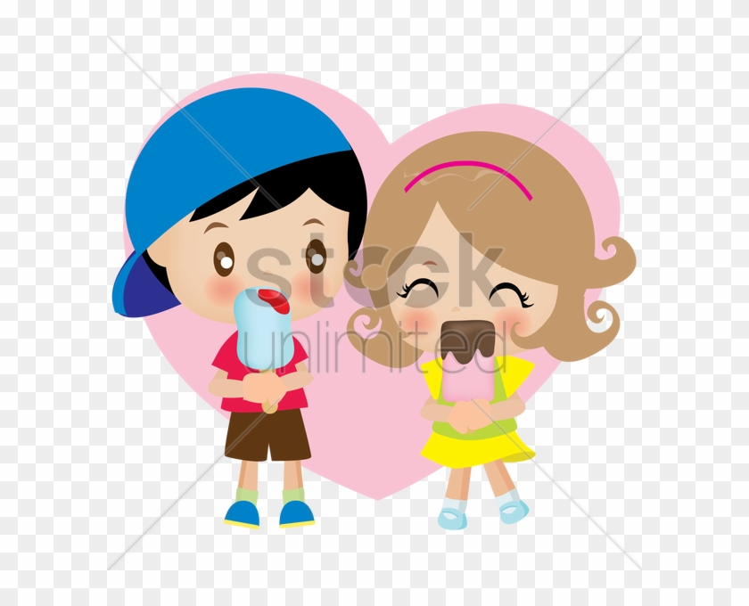 Cartoon Couple Eat Ice Cream Clipart Ice Cream Clip - Cartoon Boy And Girl Eating Ice Cream #1351735