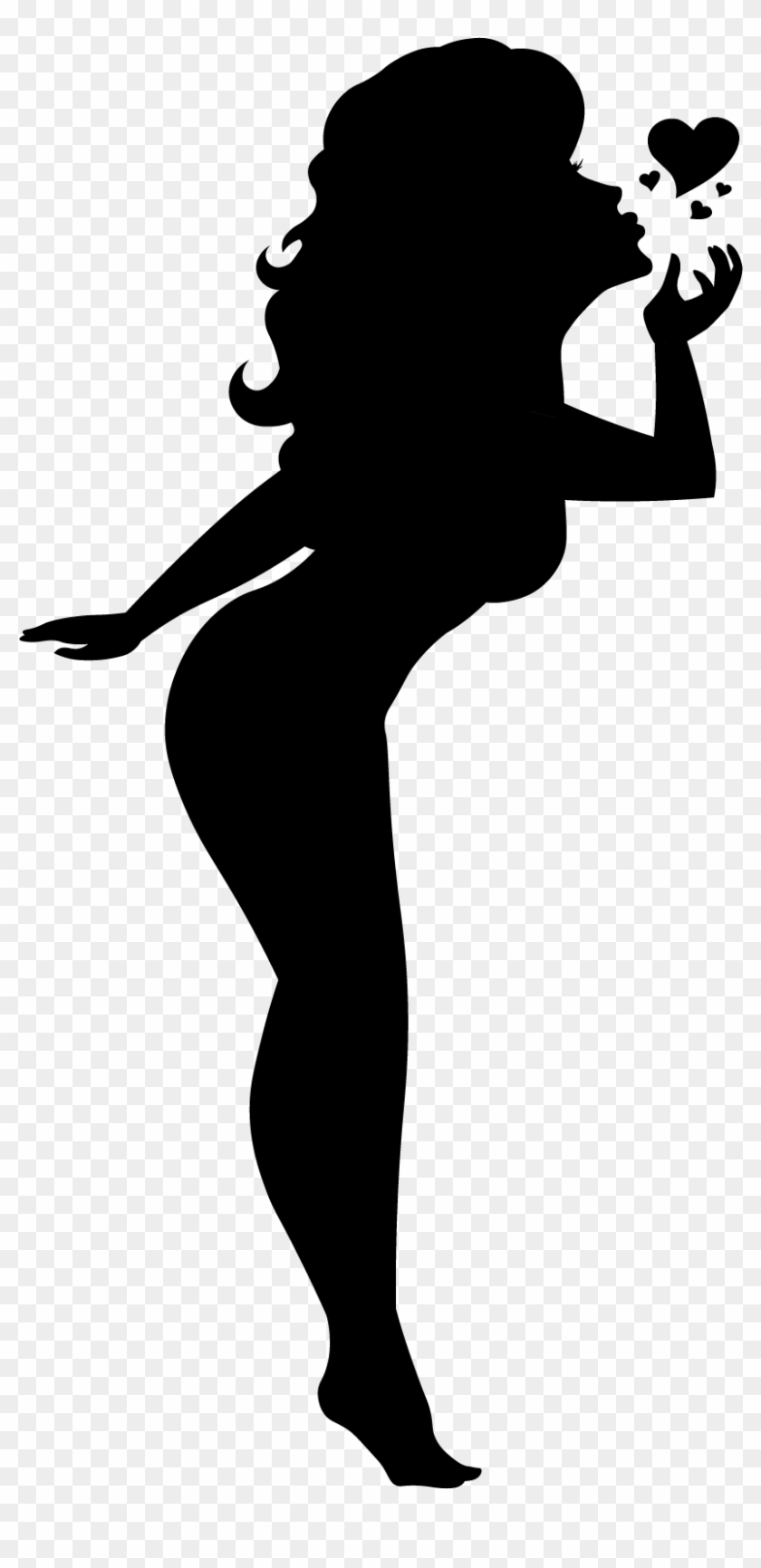 Blowing A Kiss Silhouette Pinup Girl Black Cutout Pin - Pin-up Model #1351900