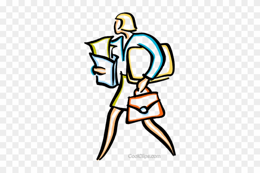 Businesswomen With Files Royalty Free Vector Clip Art - Стенгазета Ко Дню Учителя #1352020