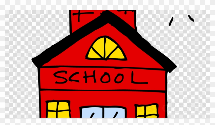 Download Elementary School Cartoon Transparent Clipart - Red School House Clip Art #1352109