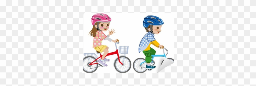 Kids Riding Bicycle,helmet, Isolated Wall Mural • Pixers® - Jugar En La Bicicleta #1352270