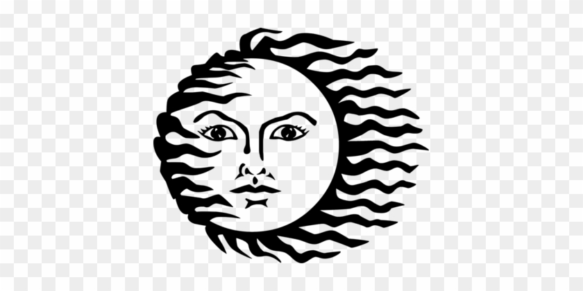 Computer Icons Alpha Sun Records Drawing Wind Face - Sun Face Black #1352376