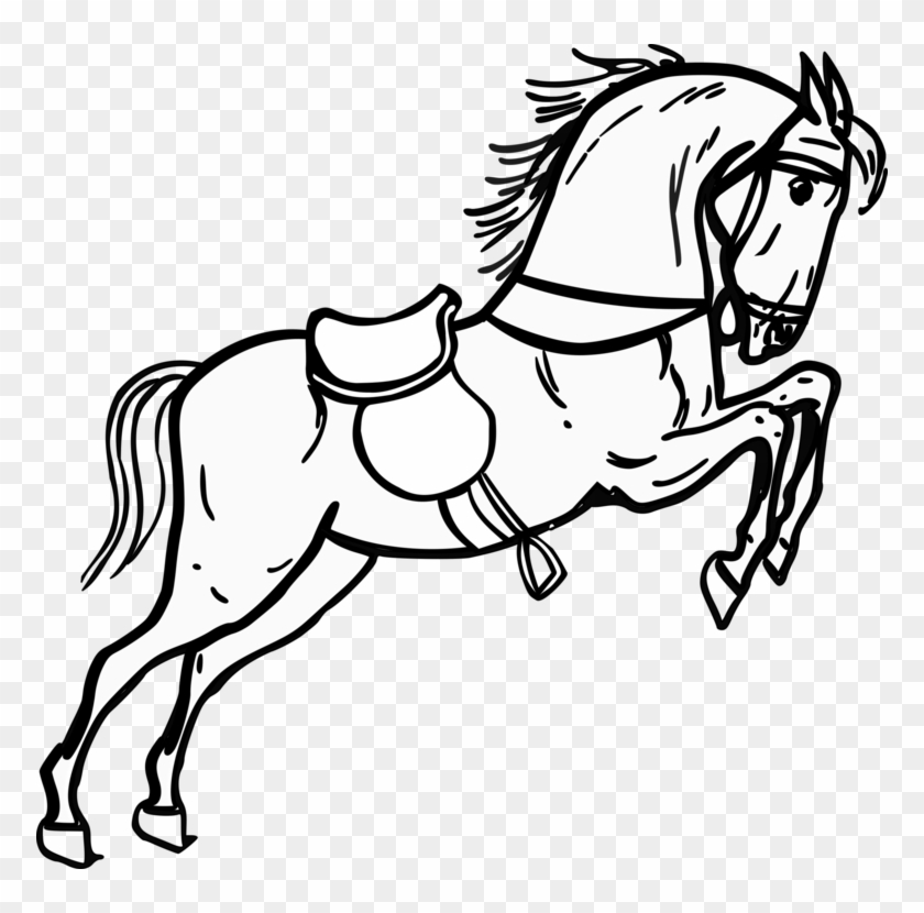 Horse Drawing Black And White Cartoon Line Art - Horse Drawings Black And White #1352395