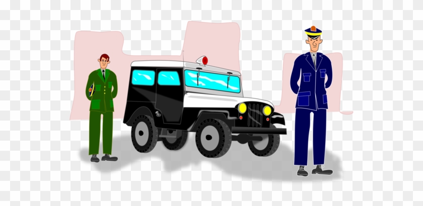 Cartoon Jeep Motor Vehicle Drawing - Policia Con Carro Dibujo #1352428