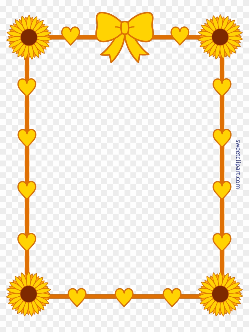 Sunflower Yellow Hearts Frame Border Clip Art - Sunflower Yellow Hearts Frame Border Clip Art #1352628