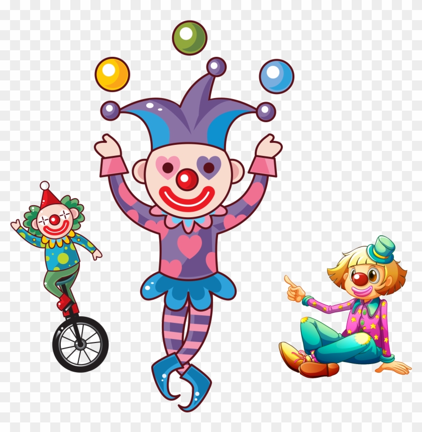 Hand Drawn Cartoon Cute Clown Decoration Vector - Cartoon Circus #1352733