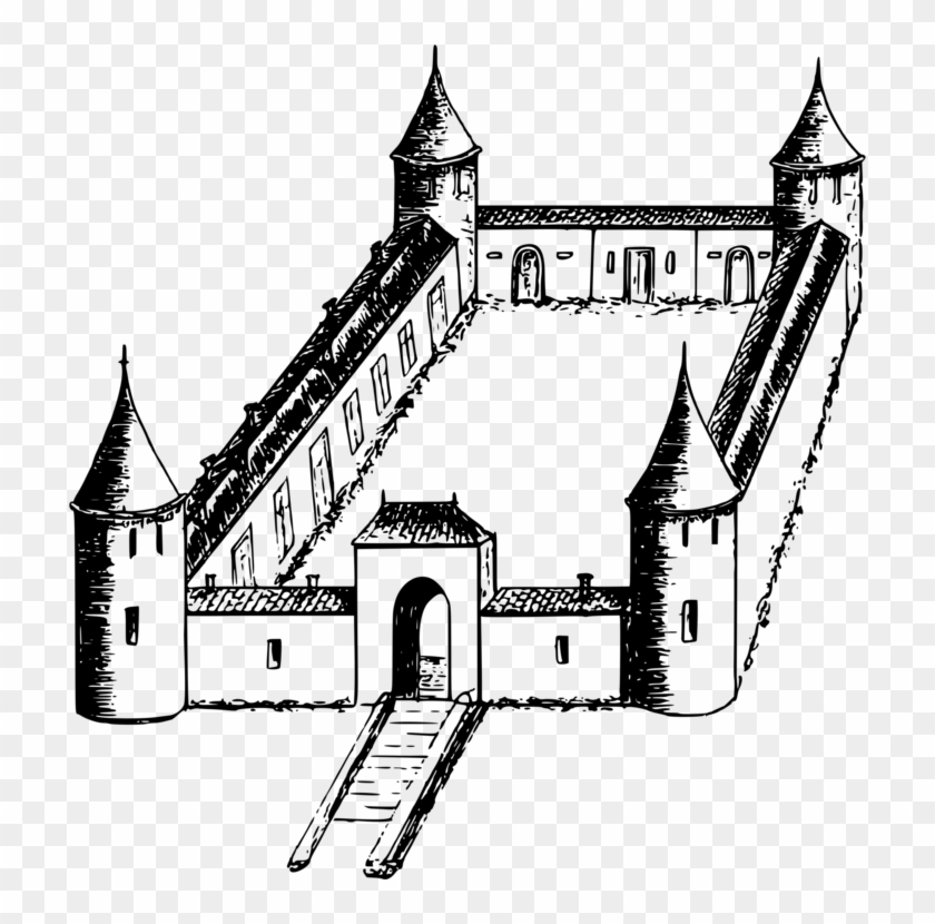 Fortification Castle Line Art Drawing Building - Clipart Fort #1352812