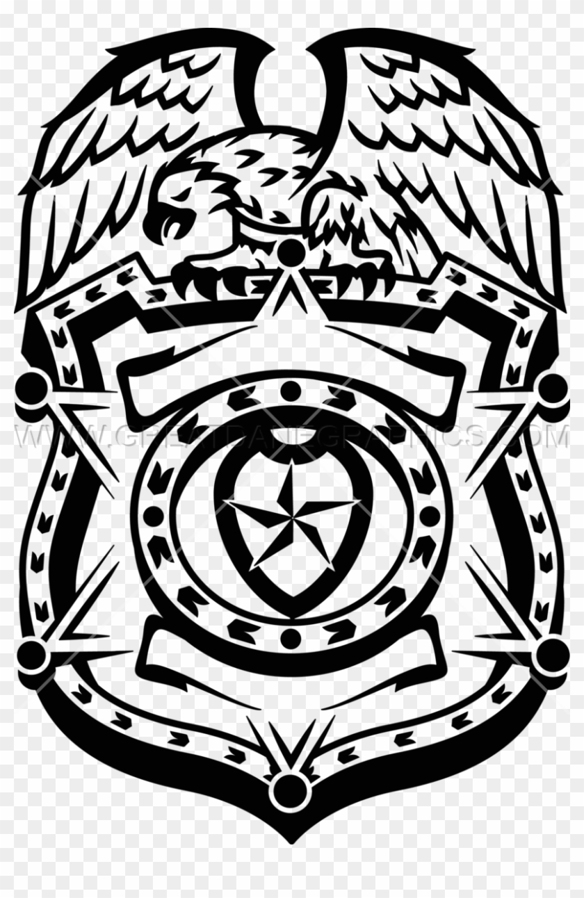 Clipart Black And White Stock Cop Drawing Template - Black And White Police Badge #1352839