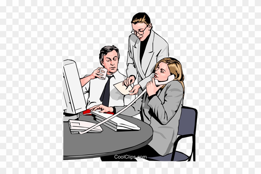 Business Team At Phone And Computer Royalty Free Vector Clip Art Office Workers Free Transparent Png Clipart Images Download