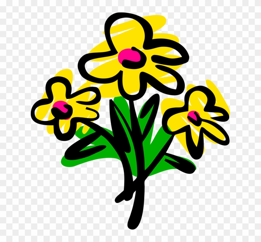 Vector Illustration Of Spring Yellow Garden Flowers - Particle Swarm Optimization Bee #1353037